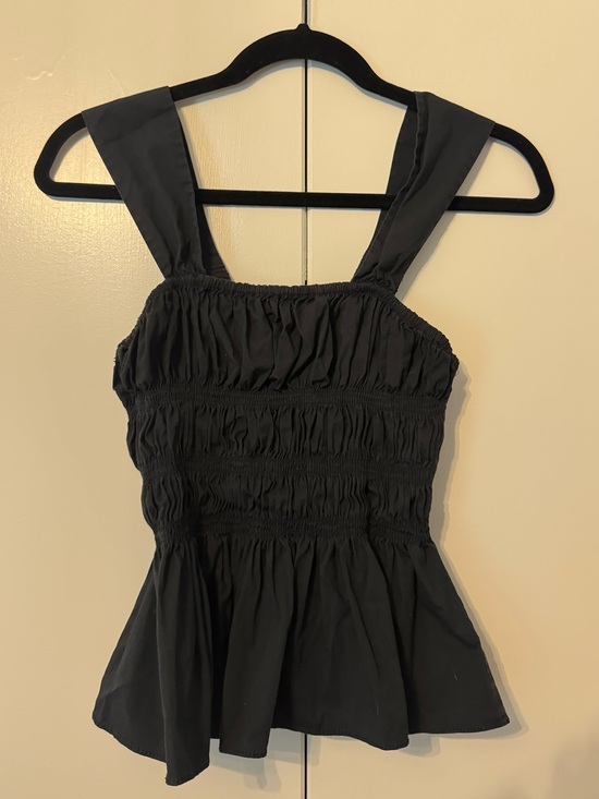 STAUD Tops - STAUD Black Smocked Peplum Tank Top